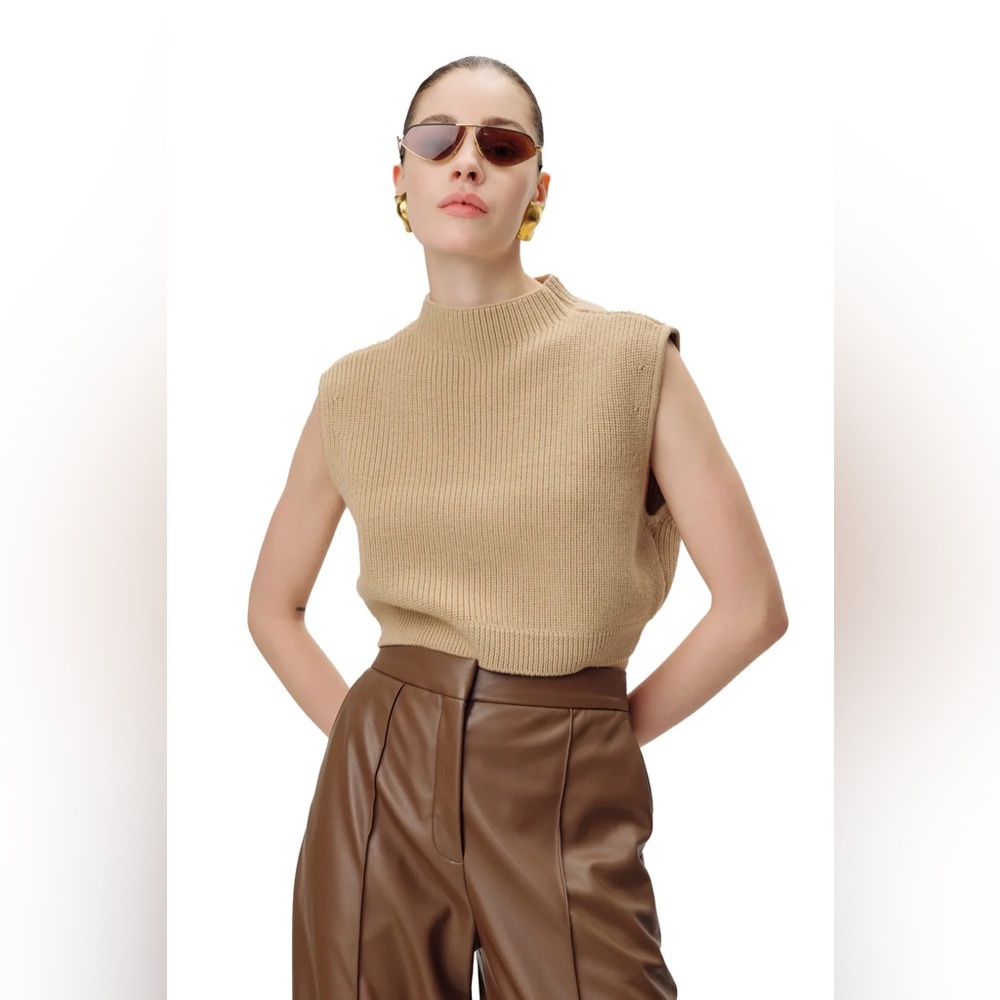 Ronny Kobo Lumina Mock Neck Sleeveless Knit Top